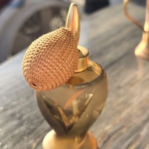 Vintage Holm/Atomizer Perfume Bottle - Gold & Amber Made In Germany 4"